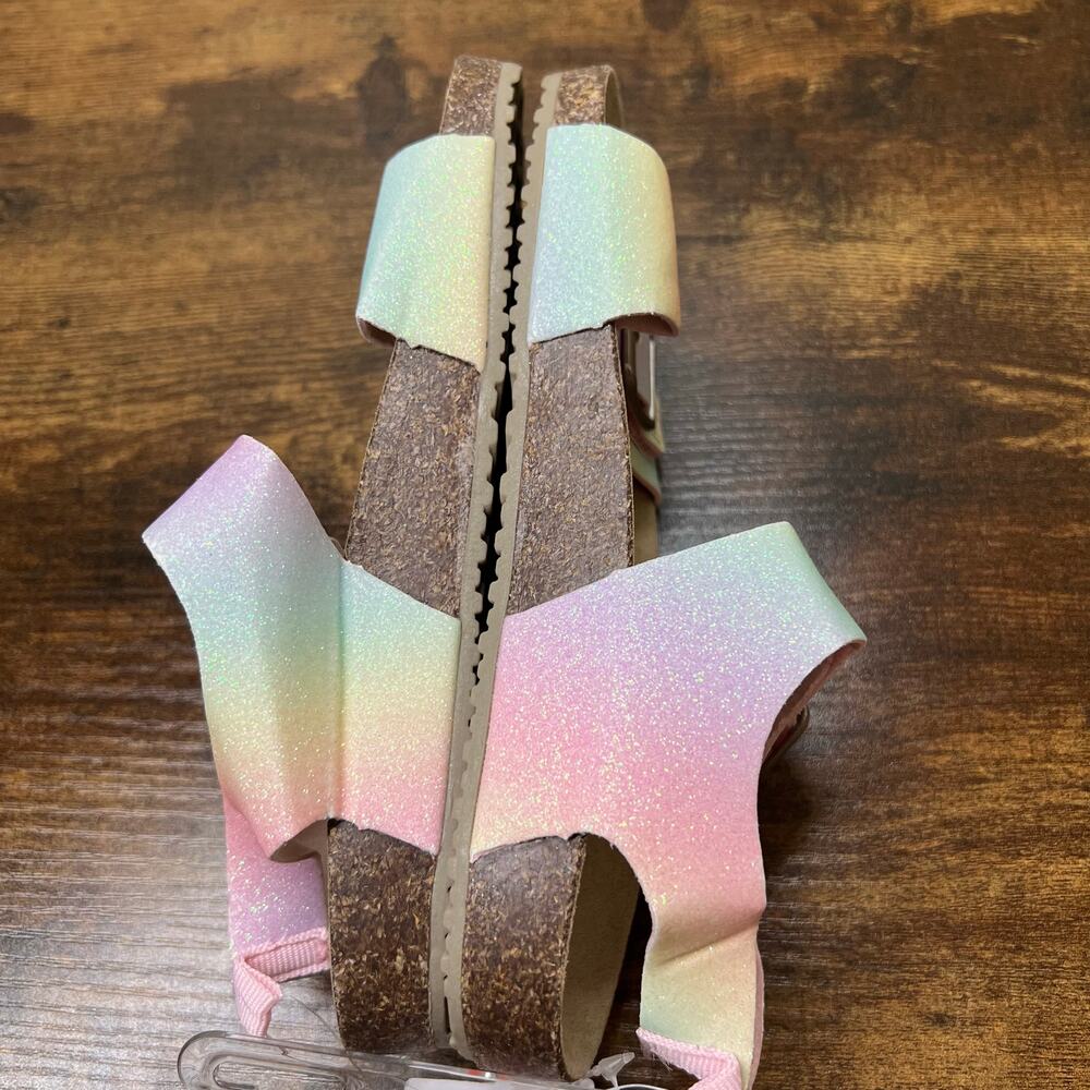 Carter's Duncan Sandals Girls 1 Youth Kids Rainbow Glitter Buckle Tie Dye Summer - Picture 7 of 11